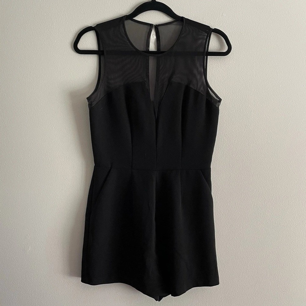 BCBGeneration Romper Black Shorts Mesh Top Pockets Tailored Homecoming 0 - Picture 3 of 13